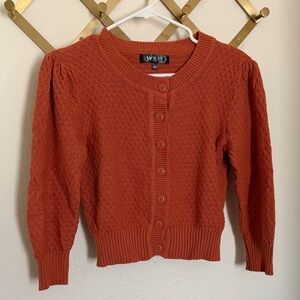 Retro Cropped Pointelle Cardigan